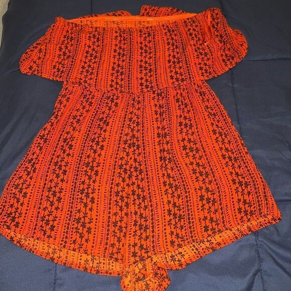 Free People red Rosa romper strapless boho orange size S - Picture 6 of 6